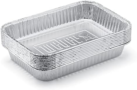 Weber Aluminum Drip Pans 10‑Pack – Disposable Foil Pans for Indirect Cooking, Catching Drippings, Ideal for Roasts, Turkeys & Gravy Drippings - Compatible with Weber Gas Grills - Grill Accessory | Disposable Foil Pans, Ideal for Roasts, Turkeys & Gravy...