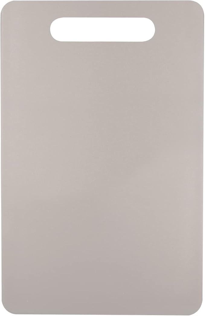 Fotouzy Plastic Utility Cutting Board with Handles, Food Safe PP Material, BPA Free, Dishwasher Safe, Thick Chopping Board, Large Size, Easy Grip Handle, for Kitchen (Almond)