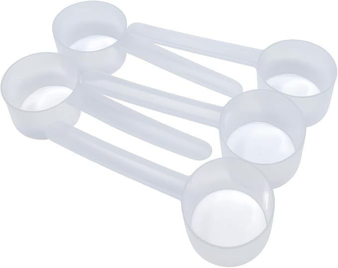 8 Teaspoon (39 mL | 1.32 Oz.) Long Handle Plastic Measuring Scoop for Coffee, Protein Powder, Pet Food, Spices, Grains, Dry Goods – Food-Grade BPA-Free (Pack of 5)