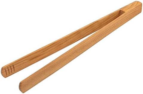 12-Inch Premium Cherry Wood Toaster Tongs – Single Piece Natural Wooden Tongs for Toast, Bread, Salad & Meat – Durable Heat-Resistant Kitchen Tongs with Ergonomic Easy-Grip Design