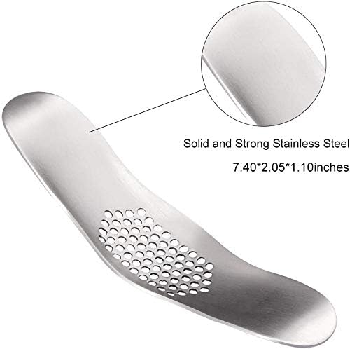 Fu Store Garlic Press Stainless Steel Garlic Rocker with Silicone Peeler | 304 Stainless Steel Mincer Food Grade Silicone Peeler Garlics , Color Random Peeler