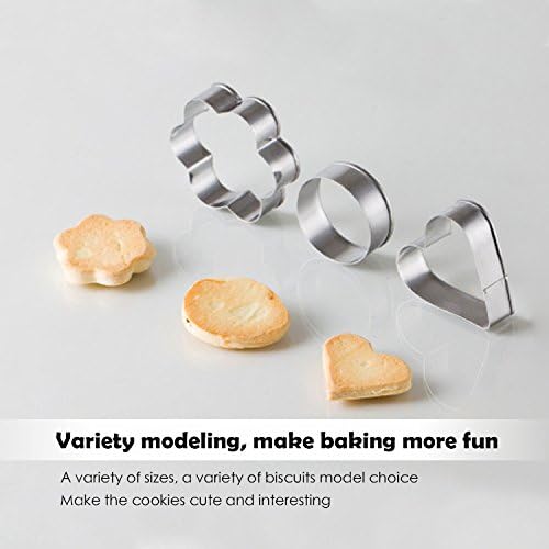 Metal Cookie Cutters Set - Star Cookie Cutter Stainless Steel Round Biscuit Cutter Heart Small Star Cookie Cutters Mini Flower Molds Cutter for Baking (20 Round Heart Flower Star Cookie Cutters)