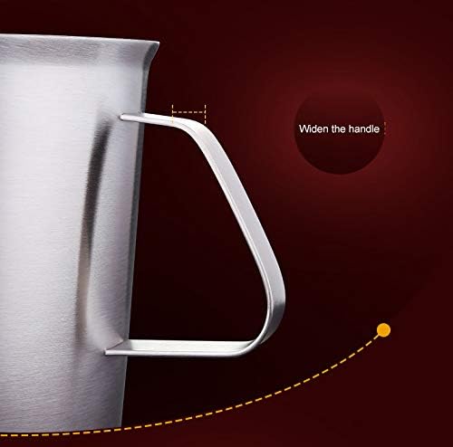 32Oz/4Cup Stainless Steel Pitcher (SUS304), 1 Liter Metal Container for Water, Milk, Liquid with Handle with Engraved Markings, Silver