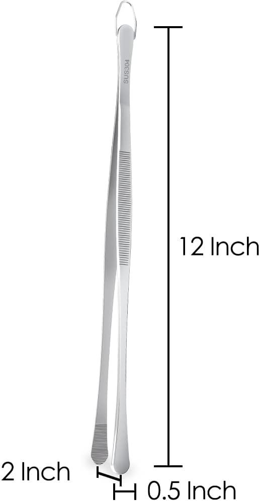 Gutsdoor Kitchen Tweezers Tongs, 12-Inch Cooking Tweezers 304 Stainless Steel Food Tweezer Tongs for Cooking, Plating, BBQ