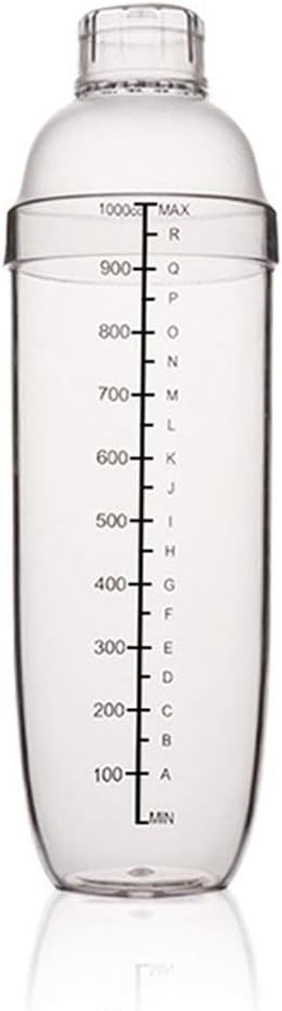 Plastic Cocktail Shaker,Drink Mixer Hand Shaker Cup with Scales,Transparent (33 oz / 1000cc)