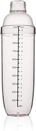 Plastic Cocktail Shaker,Drink Mixer Hand Shaker Cup with Scales,Transparent (33 oz / 1000cc)