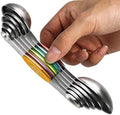 Magnetic Measuring Spoons Set Stainless Steel Dual Sided Measuring Spoons | Stackable Teaspoon Sets of 6 for Measuring Dry and Liquid Ingredients