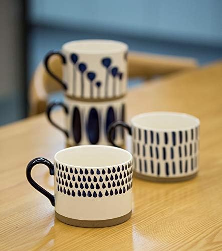 Koja Colorful Hand Painted Ceramic Mugs, 16 oz, Set of 4, Dishwasher Safe | Also microwave safe. Colorful hand painted set makes a great gift for coffee or tea lovers.