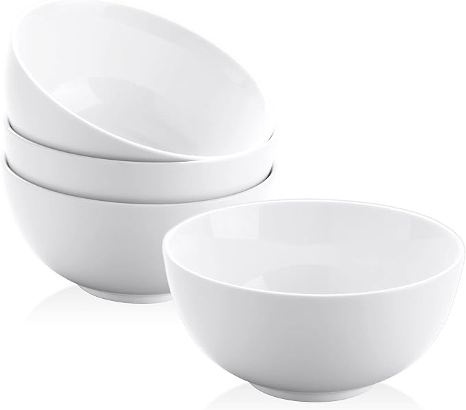 22 oz White Porcelain Bowls Set of 4 – Cereal, Soup, Rice, Oatmeal & Salad Bowls – Microwave & Dishwasher Safe, Stackable for Kitchen Use | Porcelain Bowls,Stackable, Microwave Dishwasher Safe,Cereal, Soup, Rice, Oatmeal & Salad Bowls,Kitchen Use