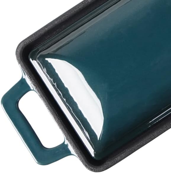 Crucible Cookware Enameled Cast Iron Bread Pan with Lid - Dark Teal Blue - Oven Safe Form for Baking and Cooking - Loaf Pan