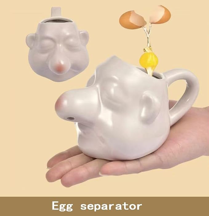 Funny Egg Separator, Ceramic Egg Yolk White Running Nose Separator Mug, Baking Gadget, Great Gift Choice