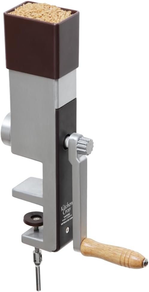 Kitchen Crop Grain Mill Wheat Flour Grinder, Stainless Steel Metal Burrs (Hand Crank Grain Mill)