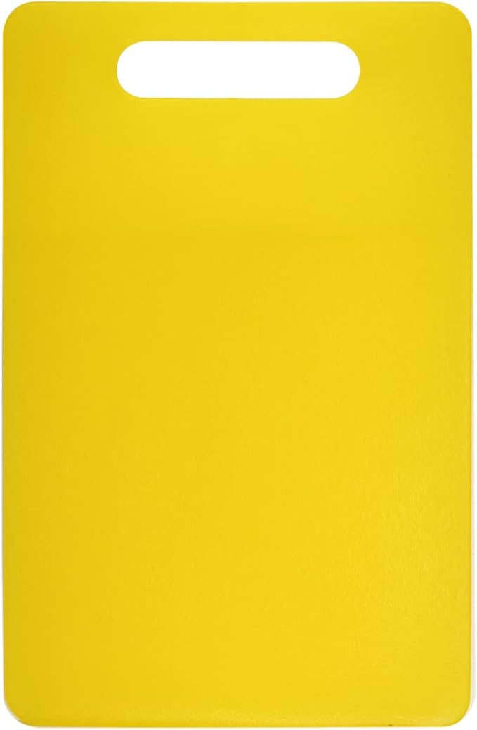 Fotouzy Plastic Utility Cutting Board with Handles, Food Safe PP Material, BPA Free, Dishwasher Safe, Thick Chopping Board, Large Size, Easy Grip Handle, for Kitchen (Yellow),14.2 x 9"