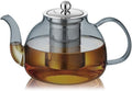 DOPUDO 40OZ (1200ML) Glass Teapot with Infuser Stovetop Safe, Clear Glass Tea Pot Kettle, Borosilicate Tea Pot with Infusers Filter for Loose Tea, Tea Kettle Dishwasher Safe (Black)