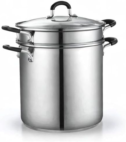 Cook N Home 12 Quart Stainless Steel Pasta Pot with Strainer Insert 3-in-1 | Steamer Basket, Pasta Strainer, Stockpot with Lid - Pasta Cooker Induction Compatible, Dishwasher & Oven Safe