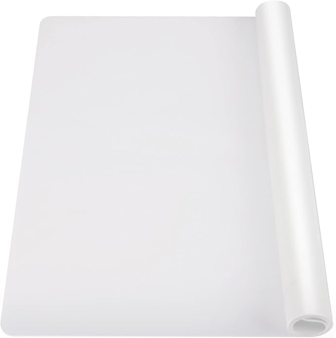 Ewen 27.6x19.5in 2mm Silicone Mats for Kitchen Counter, Thick Large Heat Resistant Non-Stick Silicone Placemat, Nonslip Workbench Mat Countertop Protector for Desk Crafts Air Fryer Pastry Translucent