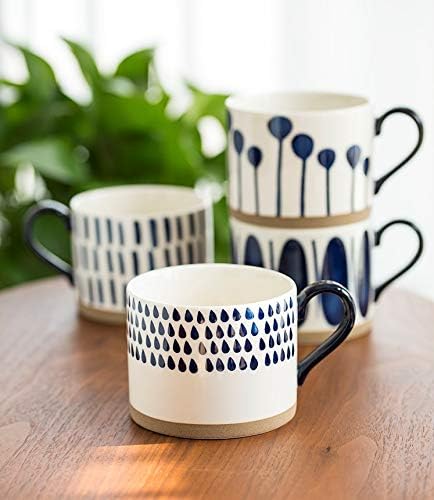 Koja Colorful Hand Painted Ceramic Mugs, 16 oz, Set of 4, Dishwasher Safe | Also microwave safe. Colorful hand painted set makes a great gift for coffee or tea lovers.