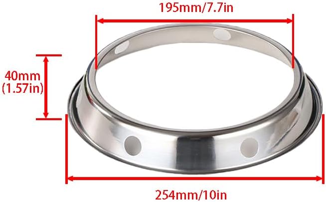 Universal Wok Ring Stand - Sturdy Stainless Steel Support for Woks, Fits Most Home Kitchens & Restaurants, Top Diameter: 7.7 in/Bottom Diameter: 9.8 in 1-Pack