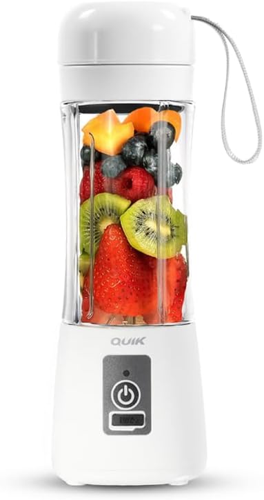 Portable Blender - Cordless 13oz. Personal Blender for Shakes and Smoothies, Licuadora, BPA Free, USB-C Rechargeable, Mini juicer for Travel, Leakproof, Juicer Cup, Ice Crush (White)