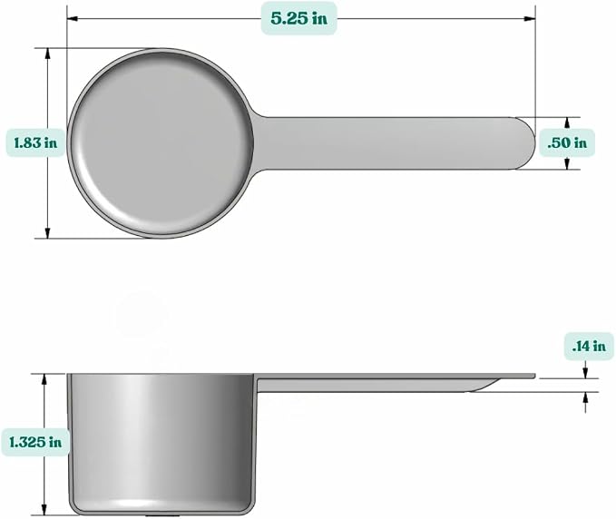48 mL (48 CC | 1.62 Oz.) Long Handle Plastic Measuring Scoop for Coffee, Protein Powder, Pet Food, Spices, Grains, Dry Goods – Food-Grade BPA-Free (Pack of 1)