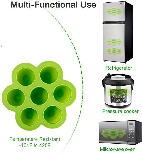 7PCS Silicone Egg Bites Mold Set with Steamer Rack for 6qt 8qt Instant Pot | Includes 2 Spoons and 2 Spatulas for Meal Prep, Breakfast Recipes, Steaming, Baking, and Convenient Homemade Egg Snacks