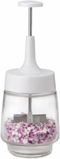 HIC Kitchen Old Fashioned Onion Chopper, Glass, 18/8 Stainless Steel Plane-Edge Blades For Onions, Eggs, Product, Nuts