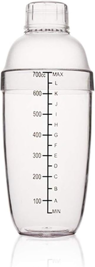 Plastic Cocktail Shaker, Hand Drink Mixer Boba Tea Shaker Cup with Scales,Bar Tool Transparent (24 oz / 700cc)