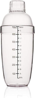 Plastic Cocktail Shaker, Hand Drink Mixer Boba Tea Shaker Cup with Scales,Bar Tool Transparent (24 oz / 700cc)