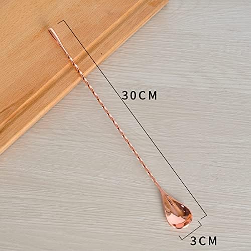 2 Pcs 12 Inch Bar Mixing Spoon Cocktail Spoon Stainless Steel Bar Long Spoon With Spiral Pattern Rose Gold