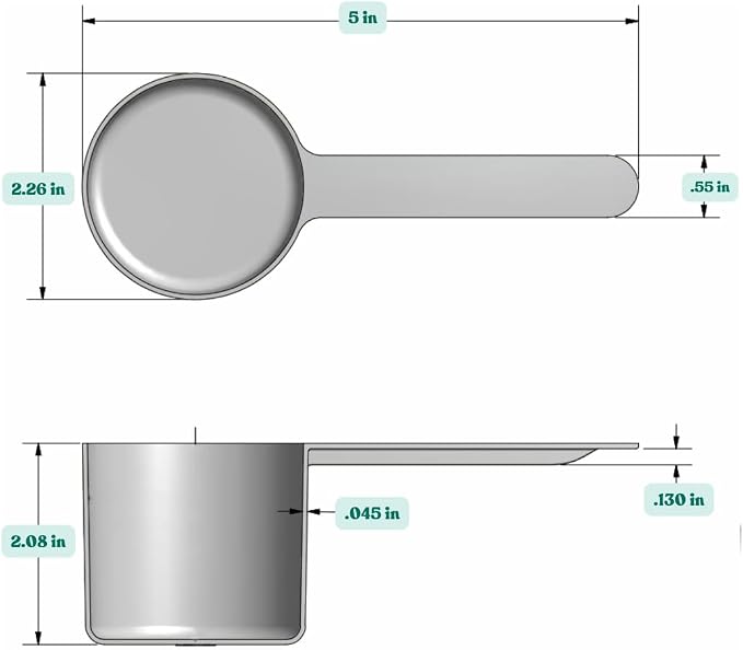 1/2 Cup (4 Oz. | 118.4 mL) Long Handle Plastic Measuring Scoop for Coffee, Protein Powder, Pet Food, Spices, Grains, Dry Goods – Food-Grade BPA-Free (Pack of 5)