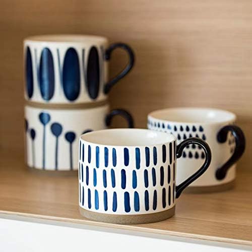 Koja Colorful Hand Painted Ceramic Mugs, 16 oz, Set of 4, Dishwasher Safe | Also microwave safe. Colorful hand painted set makes a great gift for coffee or tea lovers.