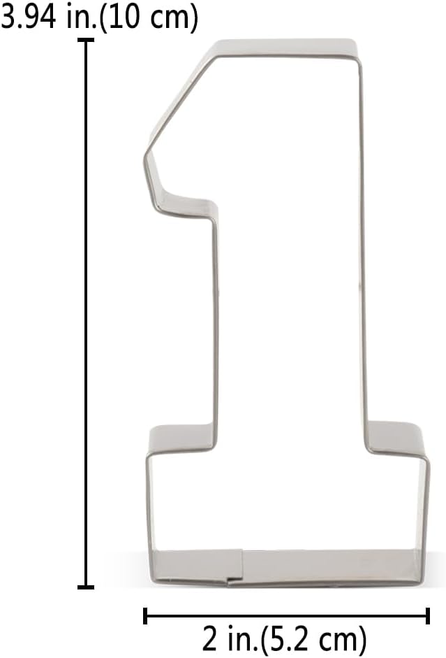 LILIAO Number One #1 Cookie Cutter, 3.93", Stainless Steel | Decent Size & Simple Classic Shape, Durable For Repeated Use, Dishwasher Safe, For Dough & Fondant