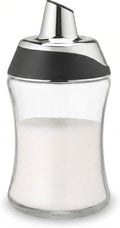 J&M DESIGN Glass Sugar Dispenser with Pour Spout for Coffee Bar, Tea and Kitchen Baking, Auto-Pouring Airtight Lid - 7.5 Oz Container