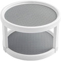 2 Tier Non Skid Spice Rack Turntable, 10 Inch Spinning Organizer, Non Skid Lazy Susan Turntable, 360° Rotating Seasoning Organizer for Kitchen, Pantry Cabinet, Refrigerator, Bathroom, Gray & White