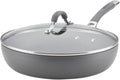 Circulon Radiance Hard Anodized Nonstick Deep Frying Pan with Lid, 12 inch Frying Pan with Lid, Deep Skillet, Gray