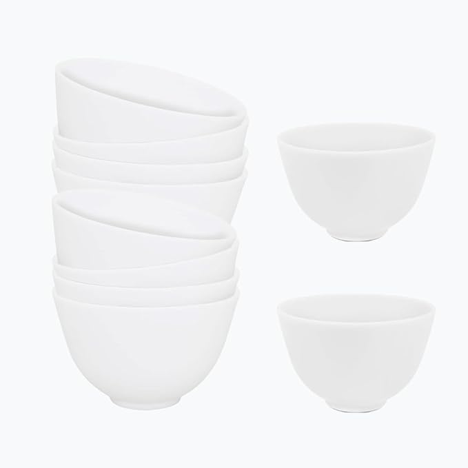 Small Silicone Face Mask Mixing Bowls, White 10 Pack, for Facial | Soft flexible construction, non-stick surface, 3.3-inch size, reusable, easy cleaning, batch prep, clay blends and skincare