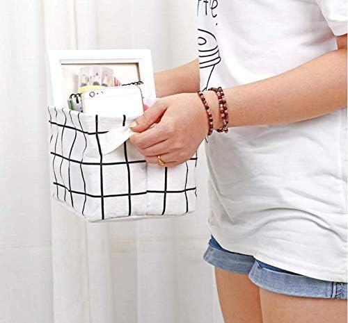 Tamicy Mini Storage Basket（Pack of 5） | Blend Storage Bins for Makeup, Book, Baby Toy,8x6x5.5 inch Home Decor Canvas Organizers Bag 8x6.3x5.1 inch