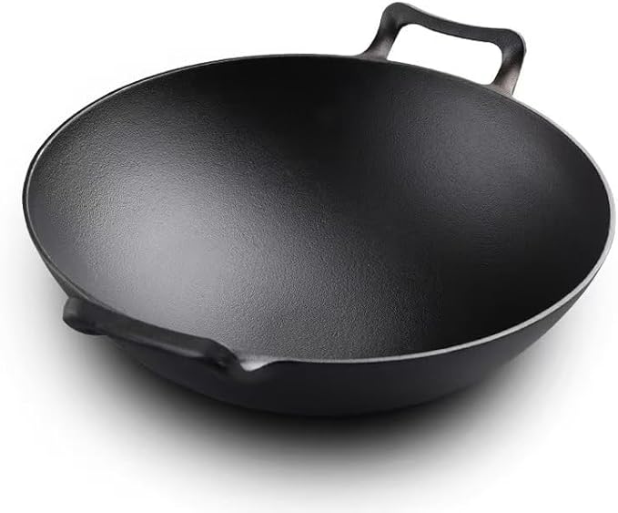 Cast Iron Wok with Lid (Wok with Lid 12 inch) | Cast Iron Wok