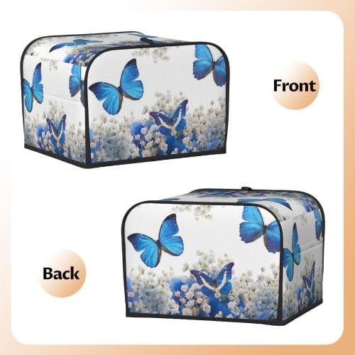 Toaster Cover 4 Slice with Butterfly Pattern Dustproof Protection | Waterproof Fingerprint Wide Slot Reusable for Kitchen Small Appliance