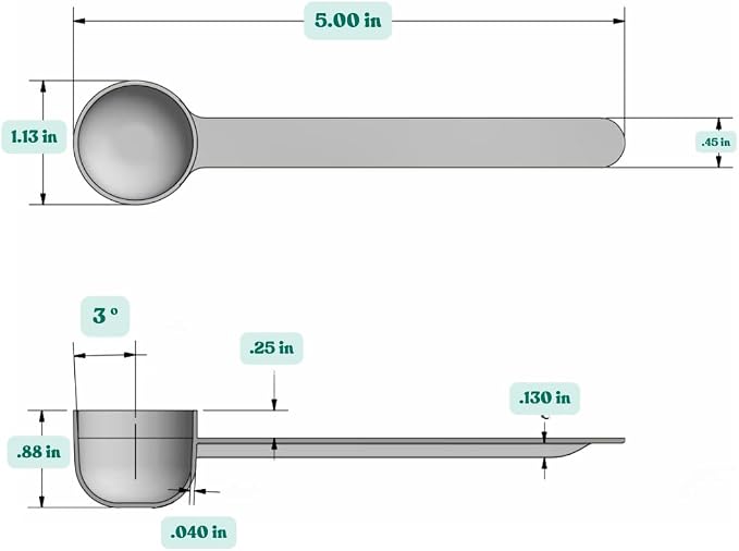 2 Teaspoon (2/3 Tablespoon | 10 mL) Long Handle Rounded Scoop for Coffee, Protein Powder, Pet Food, Spices, Grains, Dry Goods – Food-Grade BPA-Free (Pack of 100)