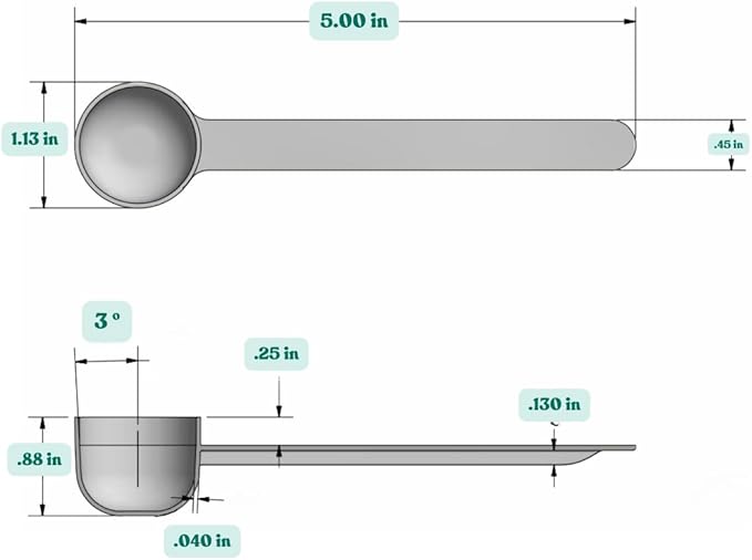 2 Teaspoon (2/3 Tablespoon | 10 mL) Long Handle Rounded Scoop for Coffee, Protein Powder, Pet Food, Spices, Grains, Dry Goods – Food-Grade BPA-Free (Pack of 1)
