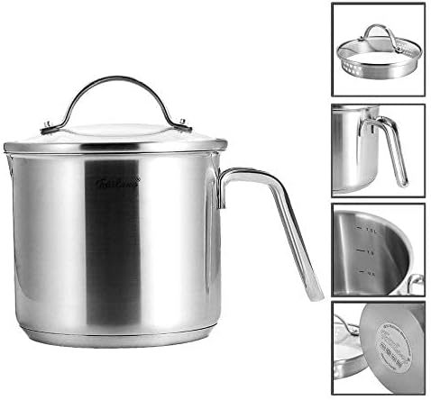 1.5 Quart Stainless Steel Saucepan With Pour Spout, Saucepan With Lid, Mini Milk Pan With Spout - Perfect For Boiling Milk, Sauce, Gravies, Pasta, Noodles