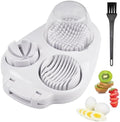3 in 1 Egg Slicer for Hard Boiled Eggs with Cleaning Brush | Three Cutting Modes for Slices, Wedges and Dices, Egg Cutter&Fruit Slicer, Heavy Duty, Stainless Steel Wires, Dishwasher Safe