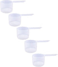 Plastic Measuring Scoop, 6 Tablespoon (90 cc | 3/8 Cup | 3 oz. | 90 mL) Long Handle Spoons for Powders, Granules, Coffee, Pet Food, Baking Supplies, Protein and Other Dry Goods, BPA Free (Set of 5)