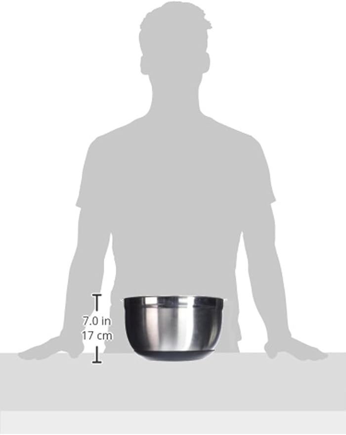 Winco 8 qt Stainless Steel Mixing Bowl | Dishwasher safe, Heavy-duty, Non-slip silicone base, Great for Salads, Sides, Pasta and Shared Dishes