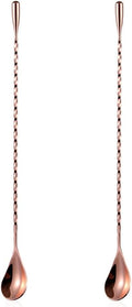 2 Pcs 12 Inch Bar Mixing Spoon Cocktail Spoon Stainless Steel Bar Long Spoon With Spiral Pattern Rose Gold