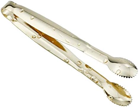 HINMAY Mini Serving Tongs 5 Inches Appetizer Tongs, Set of 4 (Gold)