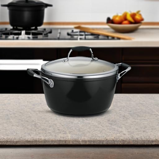 Tramontina Ceramica Deluxe 5-Quart Dutch Oven Pot with Lid | Ceramic Non Stick, Oven-Safe, Metallic Black