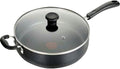 T-Fal Specialty Nonstick Saute Pan with Glass Lid 5 Quart, Oven Broiler Safe 350F, Cookware, Deep Frying Pan with Handle, Skillet, Kitchen, Pots and Pans, Dishwasher Safe, Black