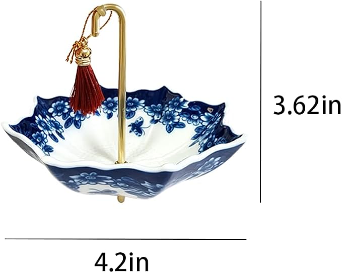 Umbrella Tea Strainer,Blue and White Porcelain Umbrella Shape Ceramic Tea Strainer,Tea Infuser for Loose Leaf Tea,Filter with Rotating Design for Coffee Brewing,Tea Accessories